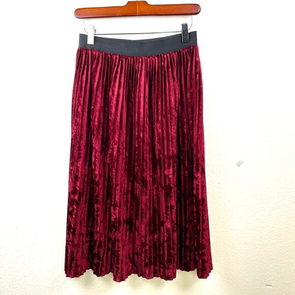 Womens Skirt Sz S Velvet Whimsigoth Witchy Gothic Burgundy Holiday Boho Midi - Picture 1 of 9